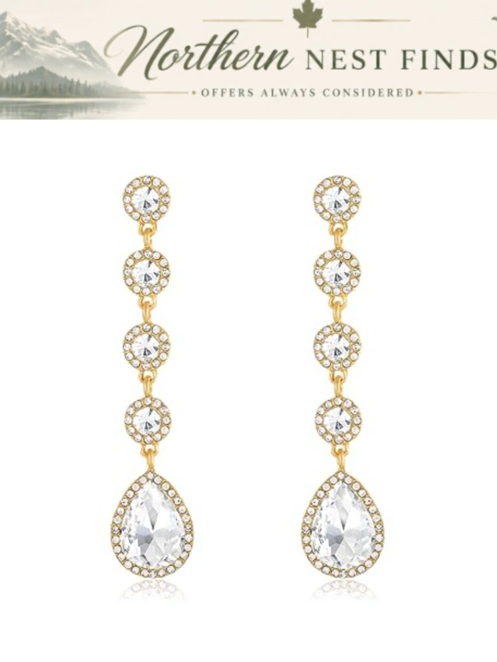 Rhinestone Chandelier Teardrop Dangle Earrings Gold Plated Wedding Prom
